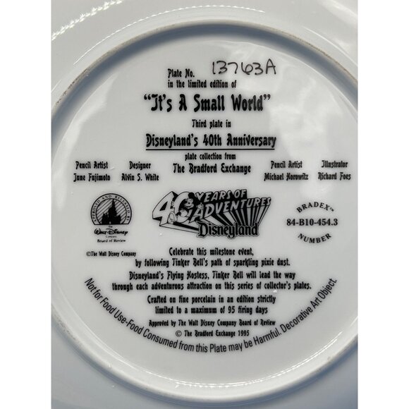 Disneyland's 40th Anniversary Plate It's A Small World The Bradford Exchange - Picture 5 of 7